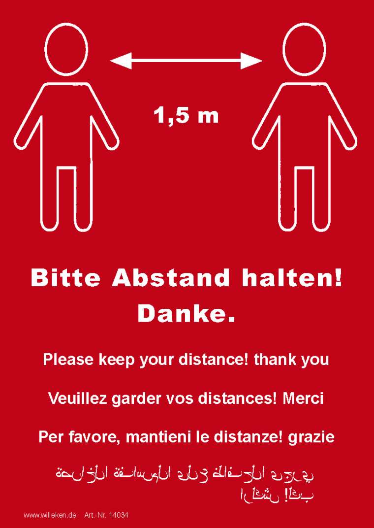 Bitte Abstand halten! Danke. DIN A6 – Druckerei Willeken